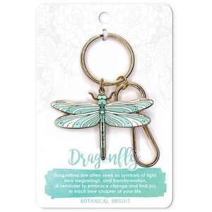 Dragonfly Enamel Keychain with Key‎ Clip - Gold Plated Insect & Nature Accessory